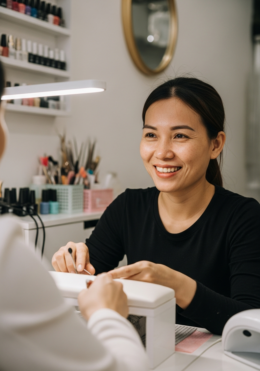 Nail salon owner in a clean modern salon