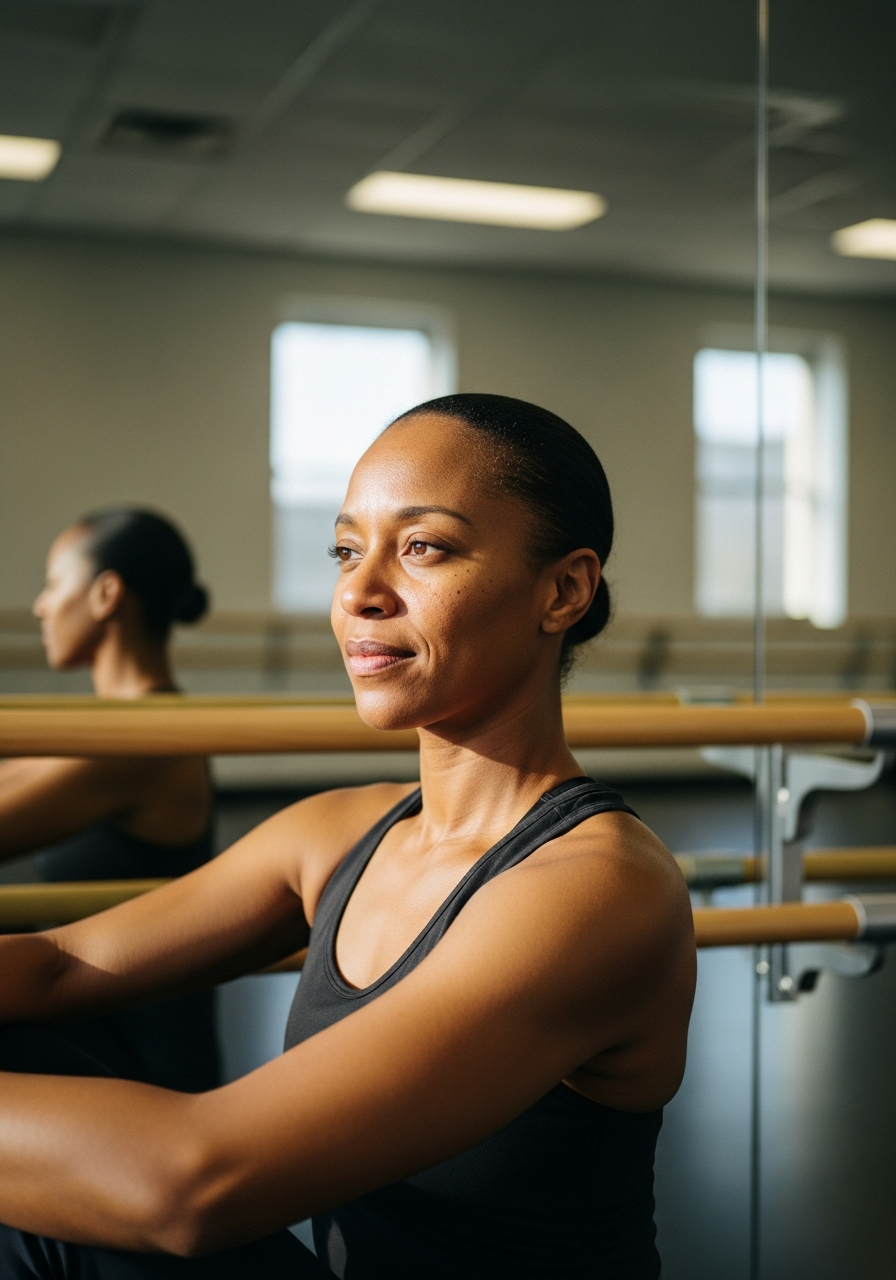 Dance studio owner in a mirrored studio