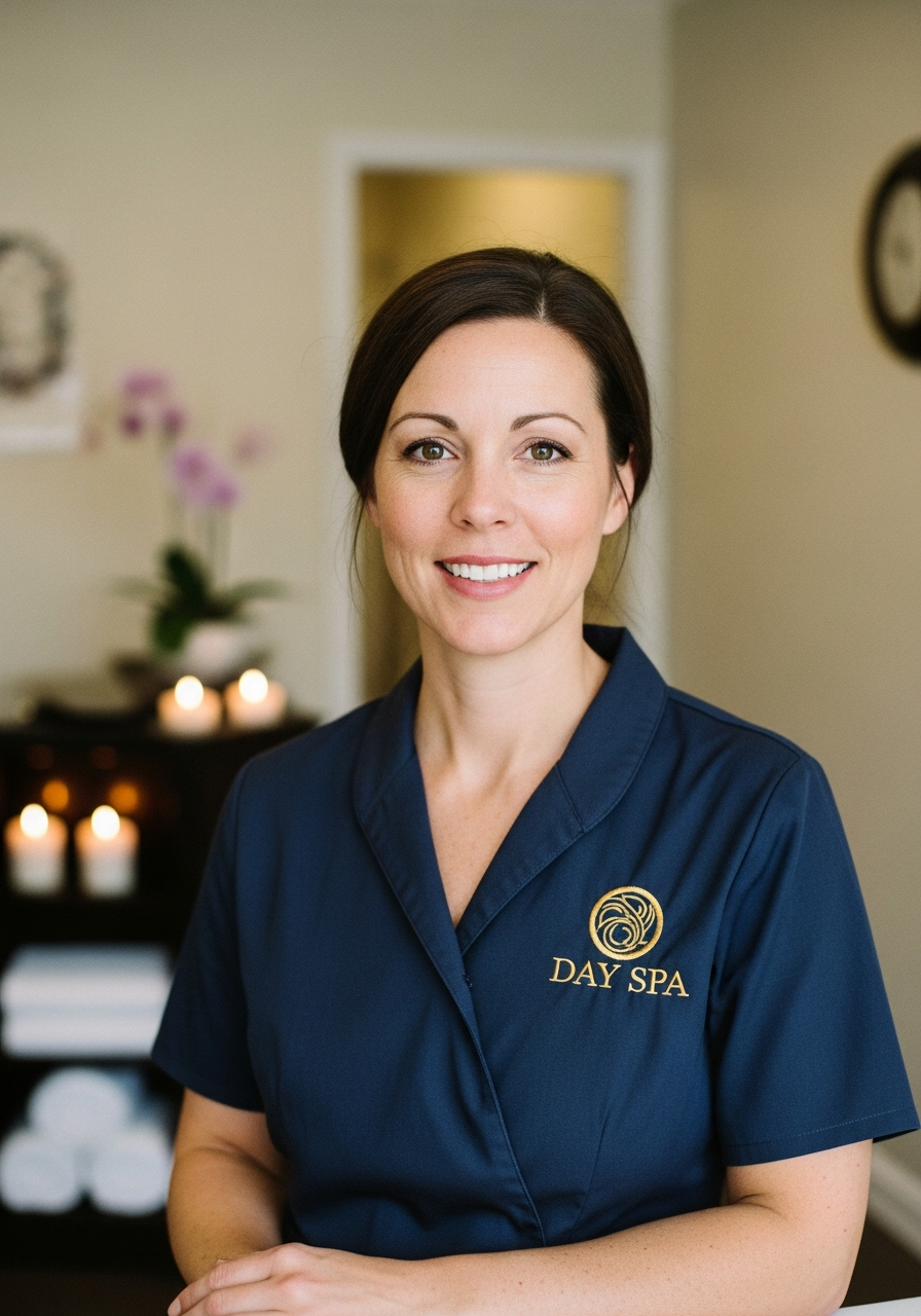 Day spa owner in a calm spa reception