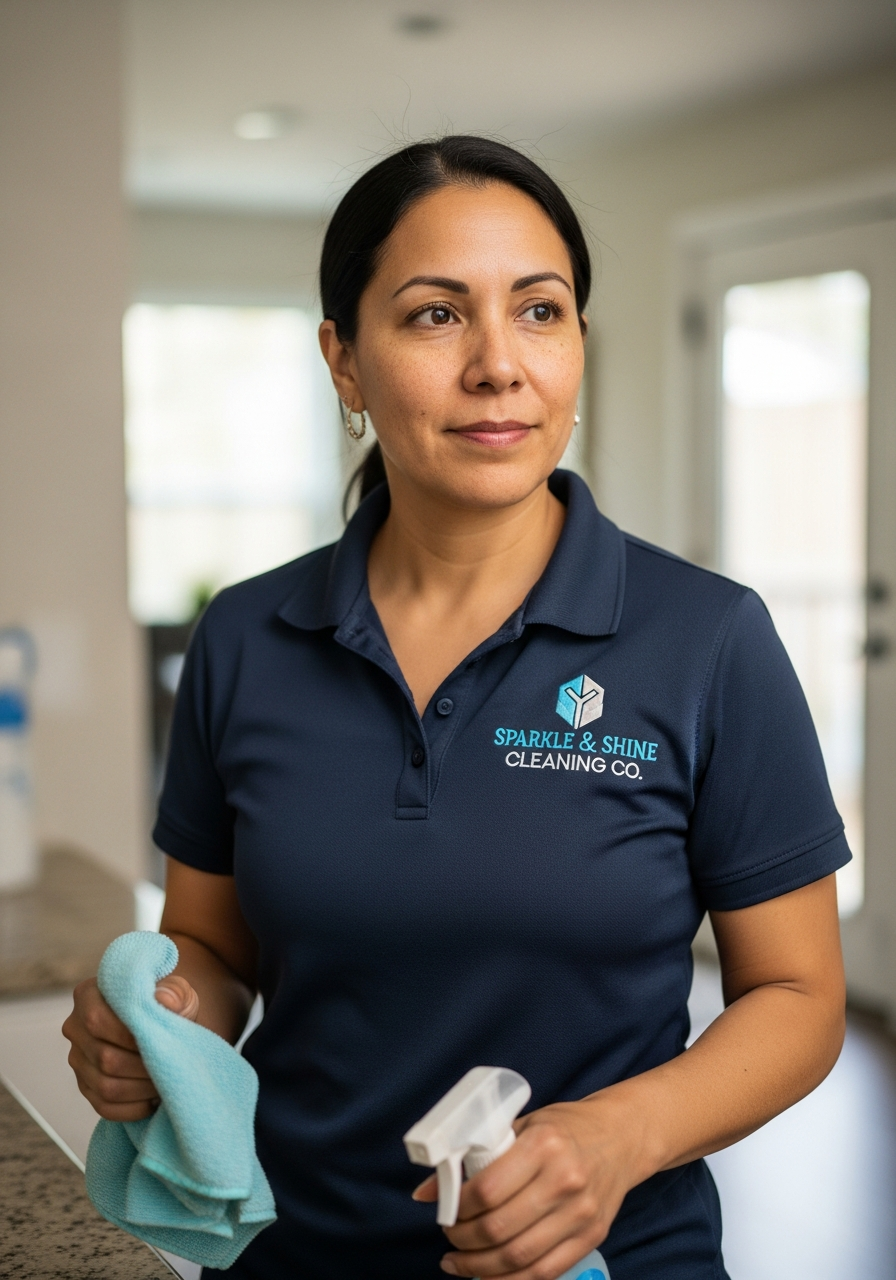 Cleaning company owner in a bright tidy home