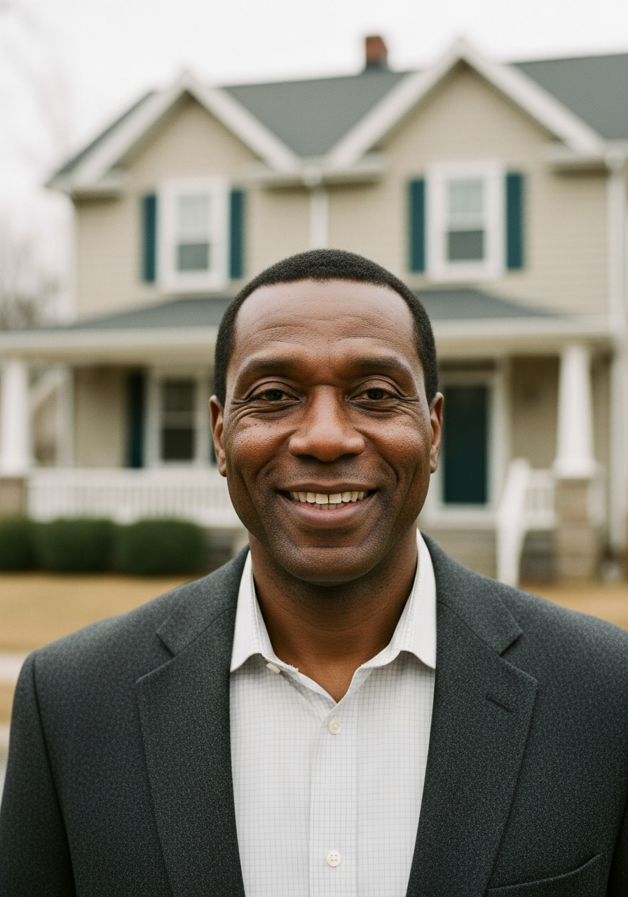 Real estate agent in front of a charming house