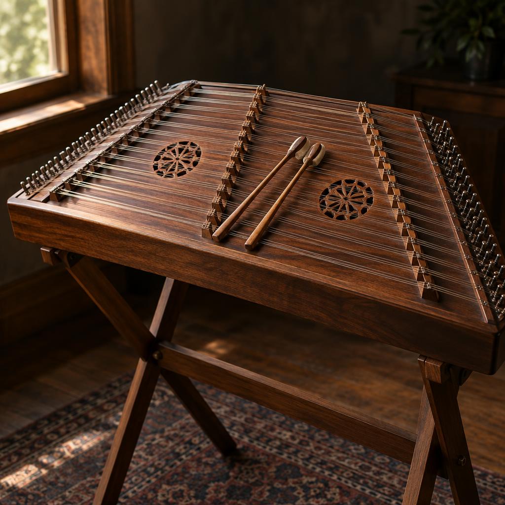 Example post image for a hammered dulcimer showroom