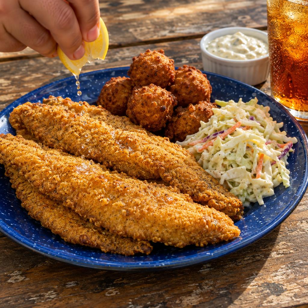 Example post image for a catfish restaurant in Little Rock, AR