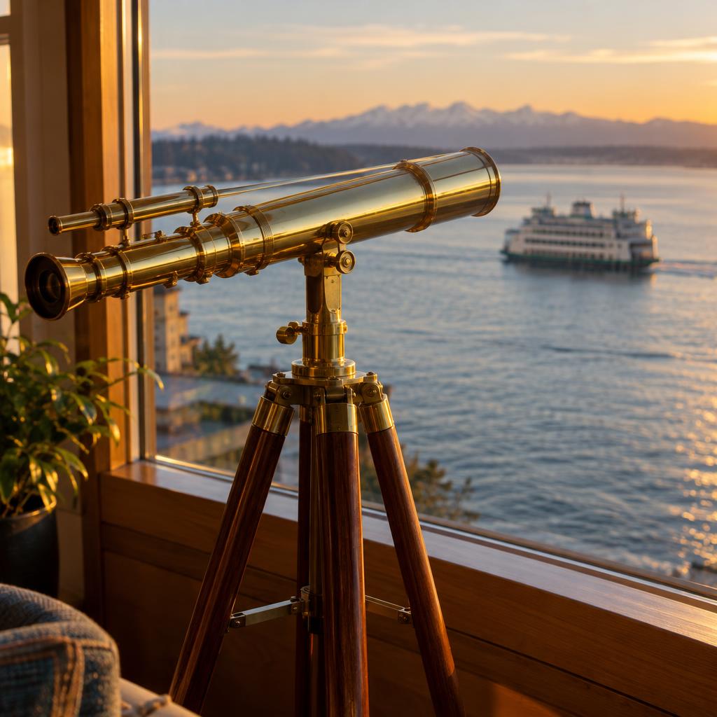 Example post image for a brass telescope restoration bench in Puget Sound, WA